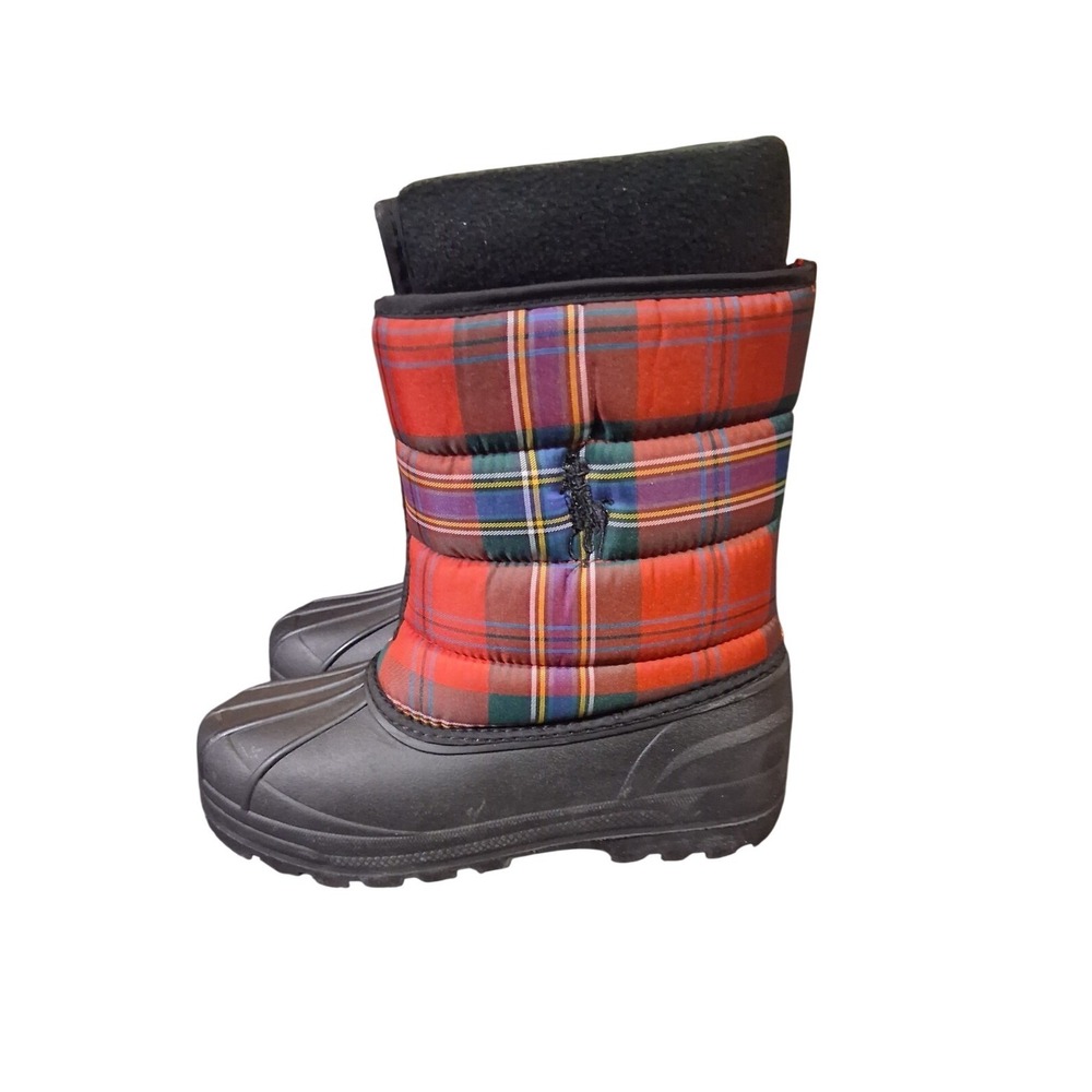 Polo Ralph Lauren Vancouver Snow Boots Plaid Womens 8 Junior Youth Size 6‎